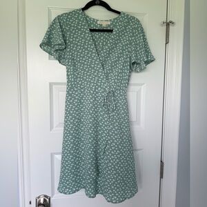 Monteau Mint Green Floral Midi Dress